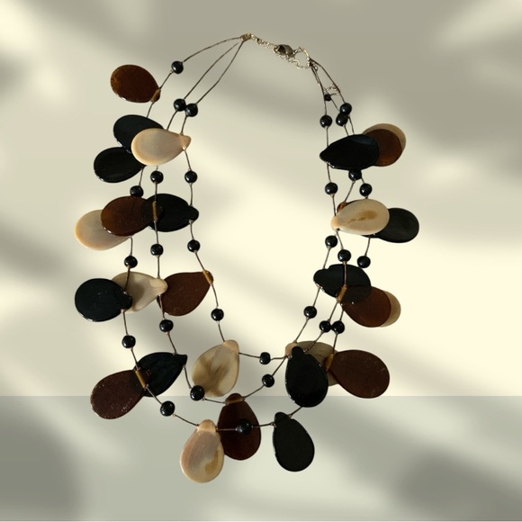 Bohemian Black and Cream Necklace - Picture 4 of 6
